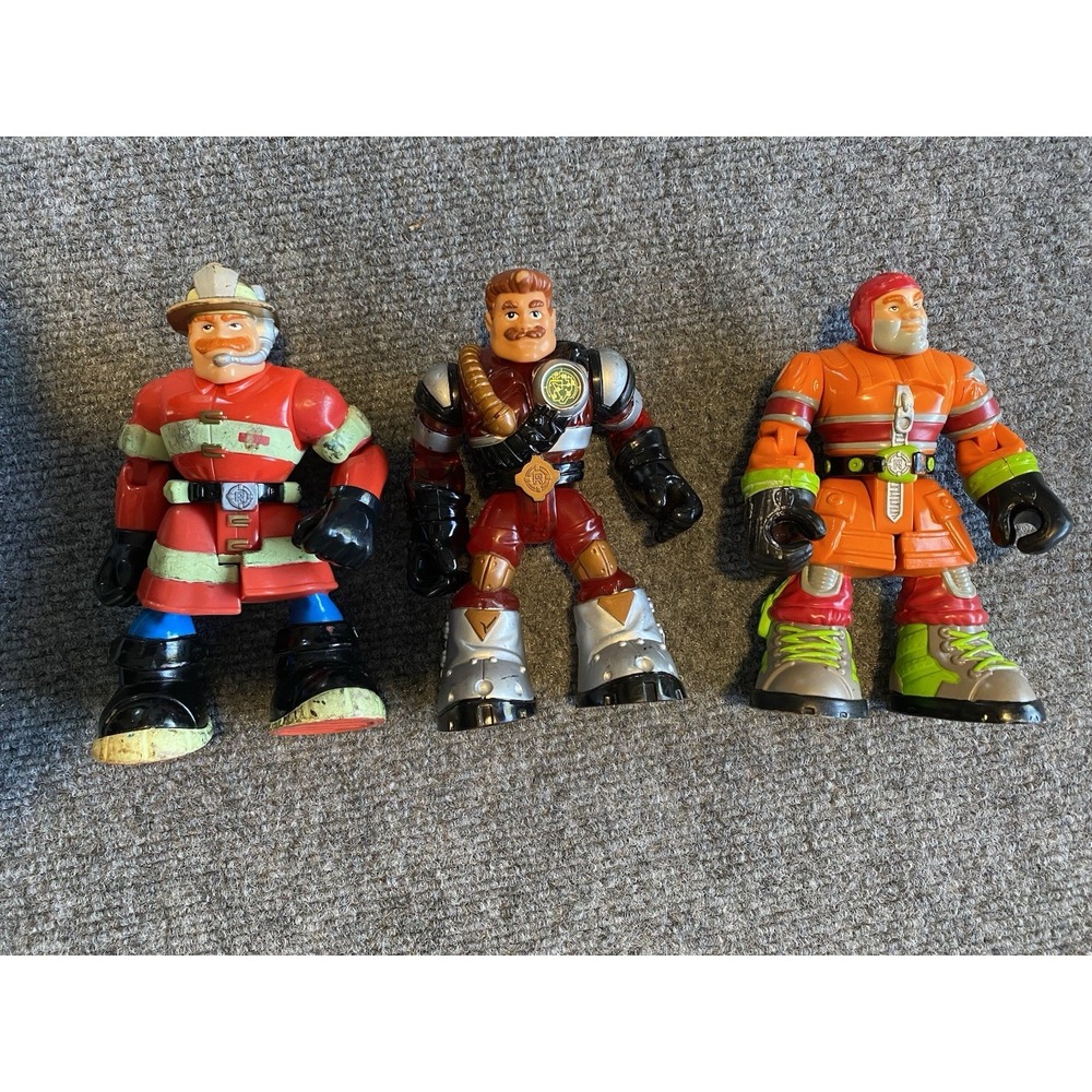 Vintage Fisher-Price Rescue Heroes Action Figure Lot of 3 6" 1990s 2000s